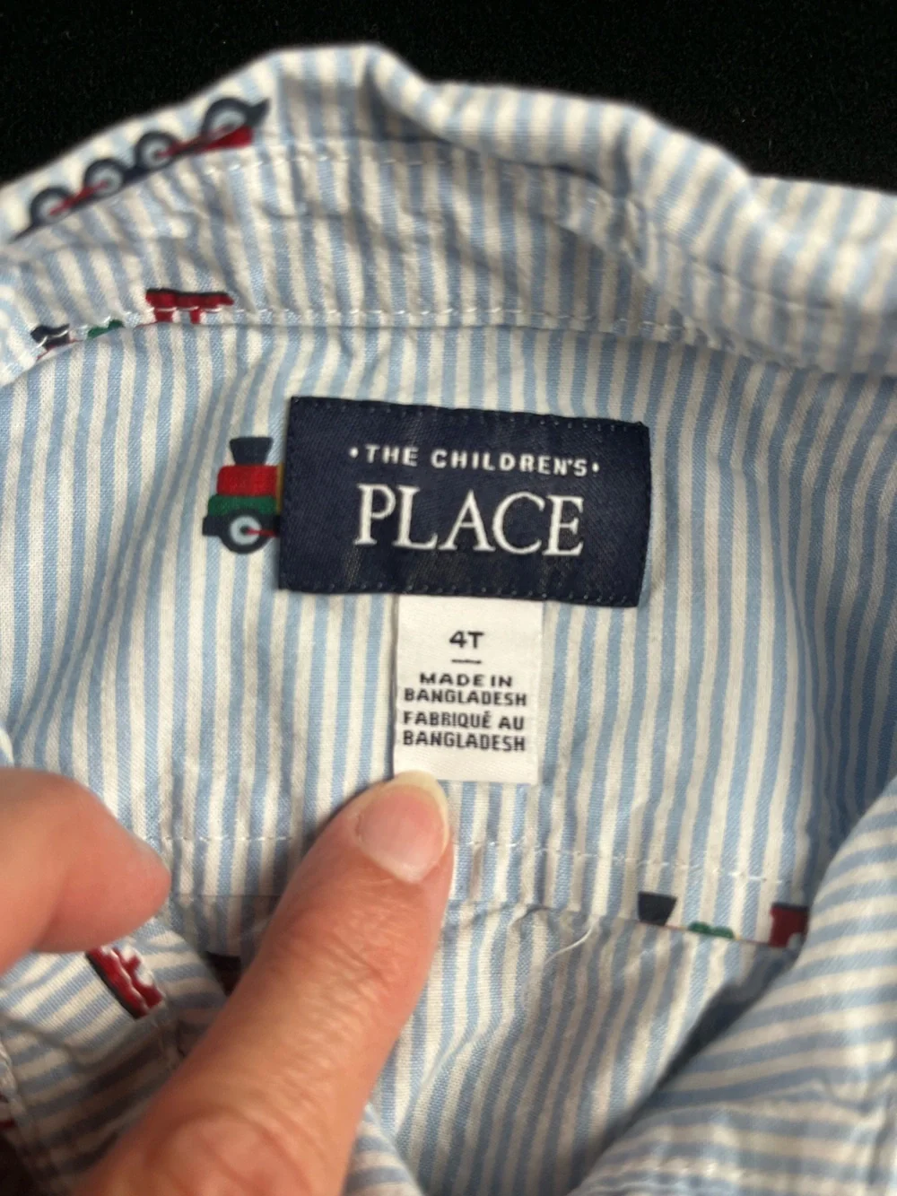 The Children's Place Light Blue & White Stripe Train Button-Down Shirt
